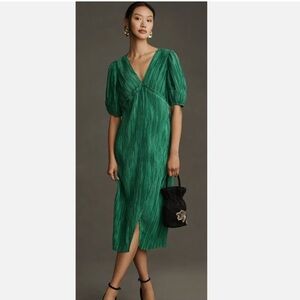 NWT Anthropologie Women's V-Neck Pleated Midi Dress Multiple Sizes XXS